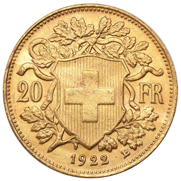 Złota moneta 20 franków Szwajcaria Helvetia - 24h