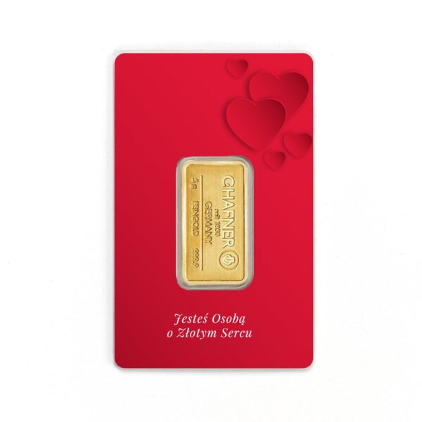 5 gram sztabka złota CertiPack Jesteś osobą o złotym sercu - 24h